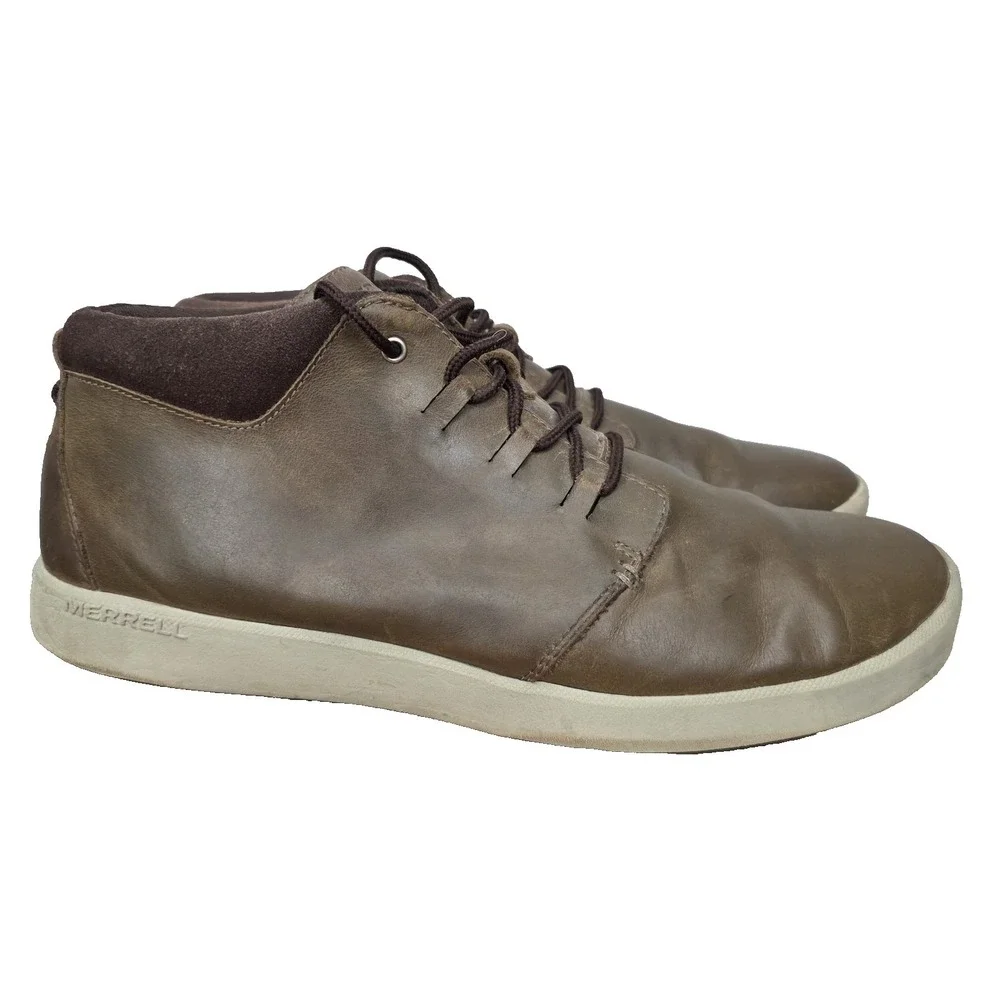 Merrell Freewhell 2 Casual Sneaker Men 13‎ Brown Full Grain Leather Boot Comfort